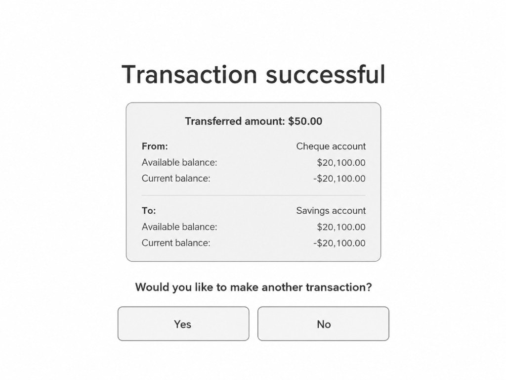 Original ATM transfer success summary with stacked list layout