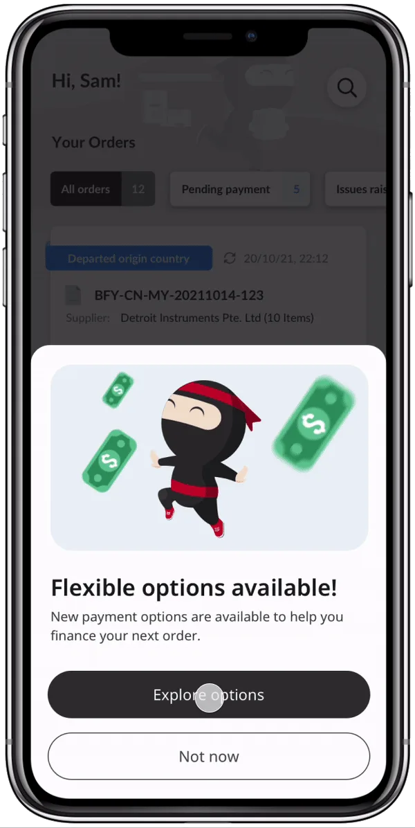 Animated walkthrough of the Buy Now Pay Later education and application flow on mobile.